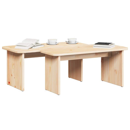 Kaffeebord 2 st Naturfärg 100 x 69 x 35,5 cm Massiv furu