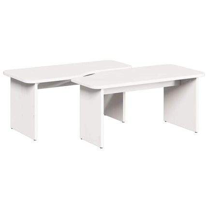 Kaffeebord 2 st Vit 100 x 69 x 35,5 cm Massiv furu
