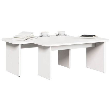 Kaffeebord 2 st Vit 100 x 69 x 35,5 cm Massiv furu