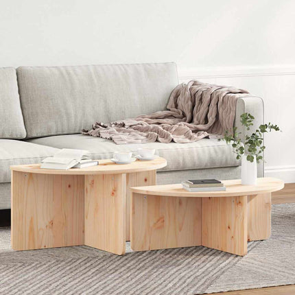 Kaffeebord 2 pcs Naturfärg Massiv furu