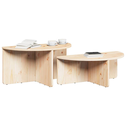 Kaffeebord 2 st Naturfärg 79 x 39,5 x 40 cm Massiv furu