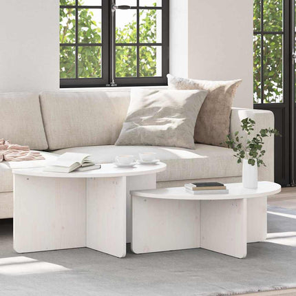 Kaffeebord 2 st Vit 79 x 39,5 x 40 cm Massiv furu