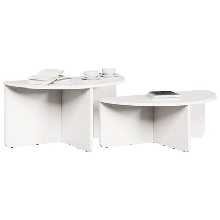 Kaffeebord 2 st Vit 79 x 39,5 x 40 cm Massiv furu