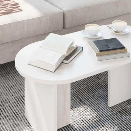 Kaffeebord Vit 80 x 39,5 x 35 cm Massivt tallträ
