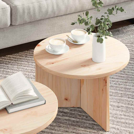 Kaffeebord 2 pcs Naturfärg Massivt tallträ