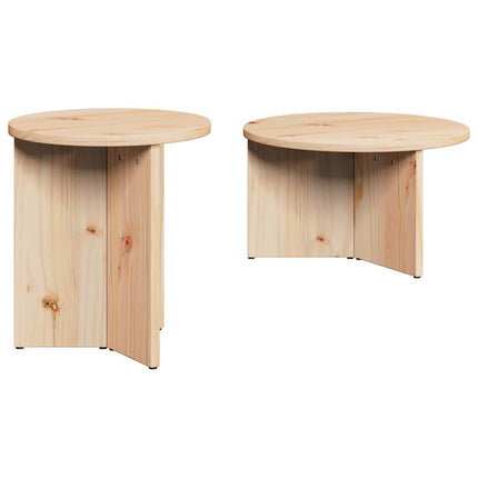 Kaffeebord 2 st Naturfärg 49 x 49 x 28 cm Massivt tallträ