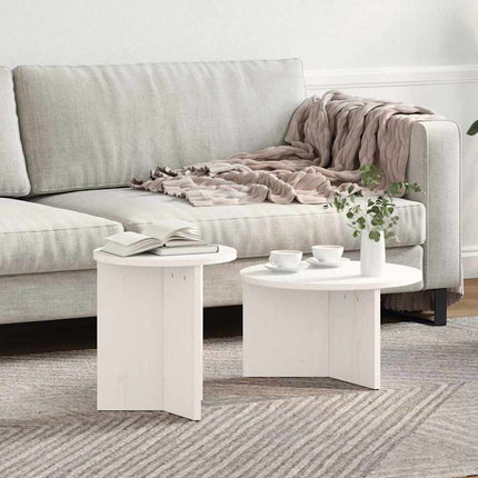 Kaffeebord 2 st Vit 49 x 49 x 28 cm Massivt tallträ