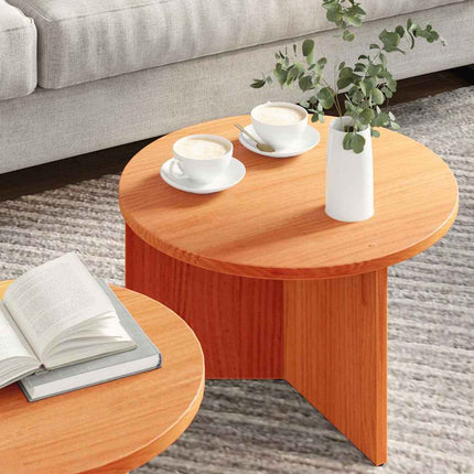 Kaffeebord 2 st Vaxbrun 49 x 49 x 28 cm Massivt tallträ