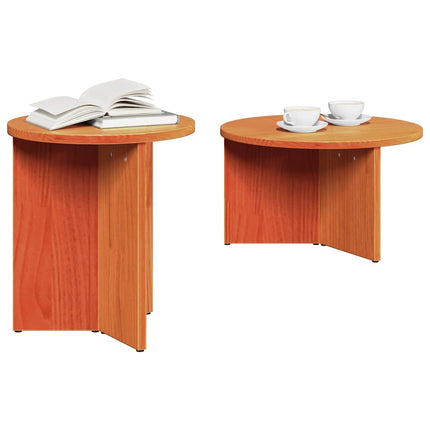 Kaffeebord 2 pcs Vaxbrun Massivt tallträ