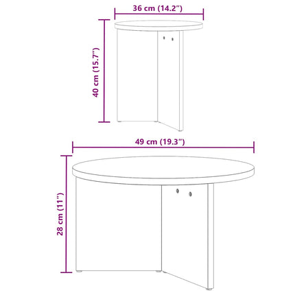 Kaffeebord 2 pcs Vaxbrun Massivt tallträ