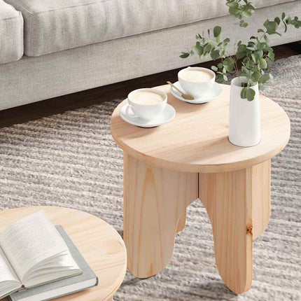 Kaffeebord 2 pcs Naturfärg Massivt tallträ