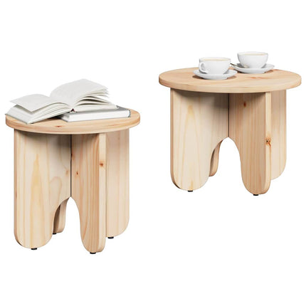 Kaffeebord 2 pcs Naturfärg Massivt tallträ