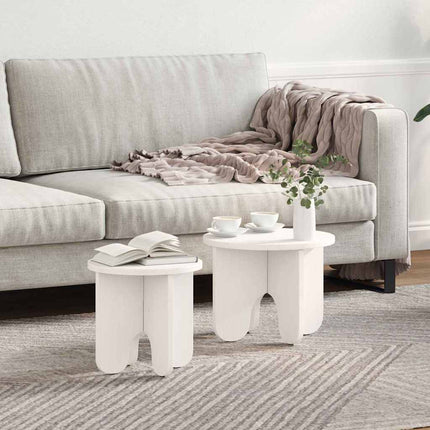Kaffeebord 2 pcs Vit Massivt tallträ