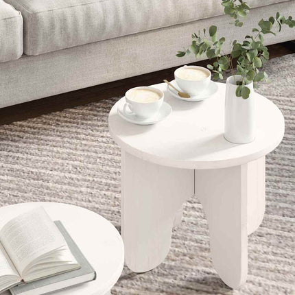 Kaffeebord 2 pcs Vit Massivt tallträ