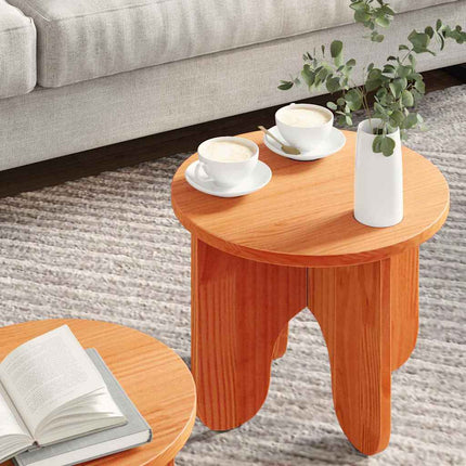 Kaffeebord 2 st Vaxbrun 39.5 x 39.5 x 30 cm Massivt tallträ