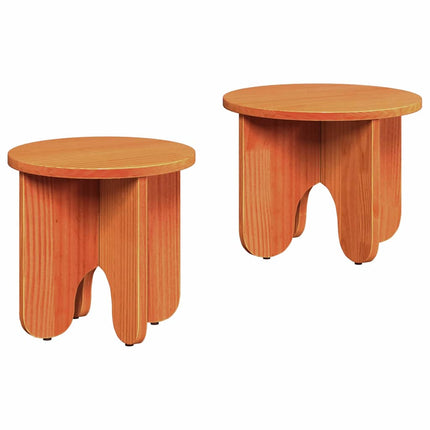 Kaffeebord 2 pcs Vaxbrun Massivt tallträ