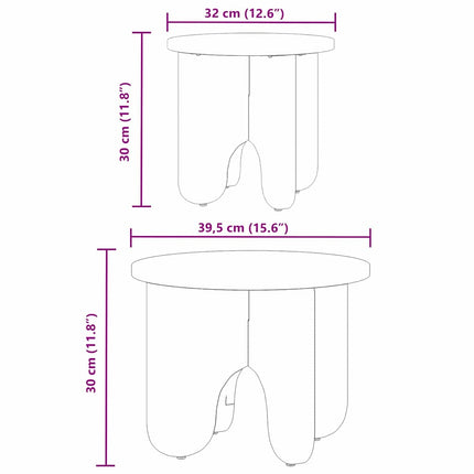 Kaffeebord 2 st Vaxbrun 39.5 x 39.5 x 30 cm Massivt tallträ