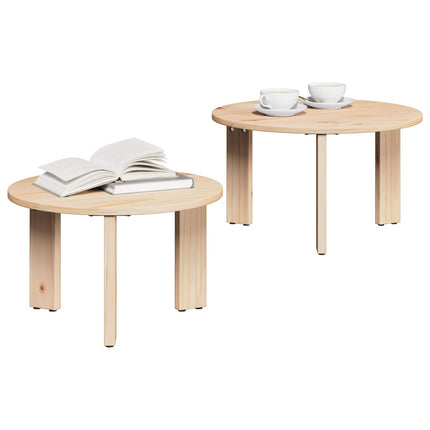 Kaffeebord 2 st Naturfärg 47,5 x 47,5 x 27 cm Massivt tallträ
