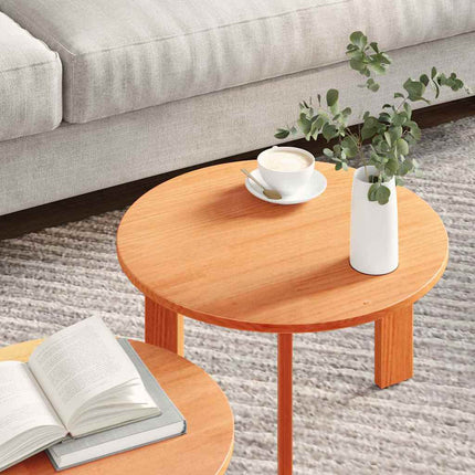 Kaffeebord 2 st Vaxbrun 47,5 x 47,5 x 27 cm Massivt tallträ
