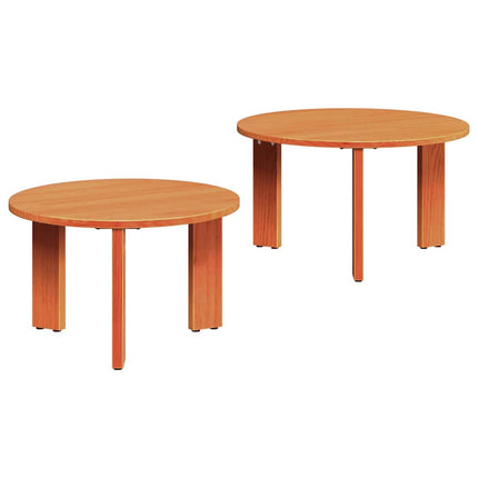 Kaffeebord 2 pcs Vaxbrun Massivt tallträ