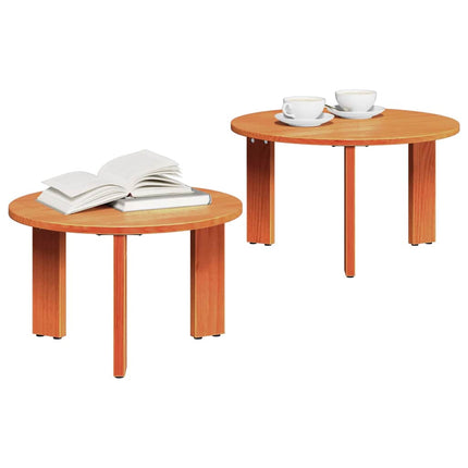 Kaffeebord 2 pcs Vaxbrun Massivt tallträ