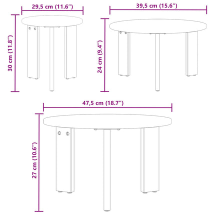 Kaffeebord 3 pcs Vit Massiv furu
