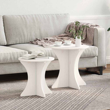 Kaffeebord 2 st Vit 46 x 46 x 47 cm Massiv furu