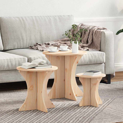 Kaffeebord 3 pcs Naturfärg
