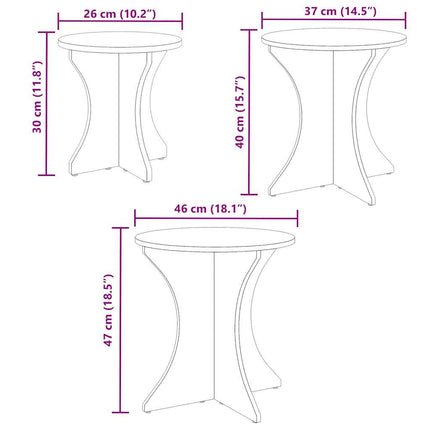 Kaffeebord 3 pcs Naturfärg