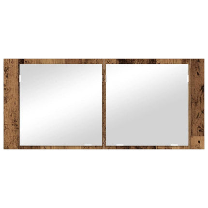 LED Spegel Skåp Gammalt trä 100 x 12 x 45 cm Konstruerat trä