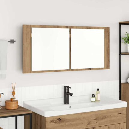LED Spegel Skåp Artisan Ek 100 x 12 x 45 cm Konstruerat trä