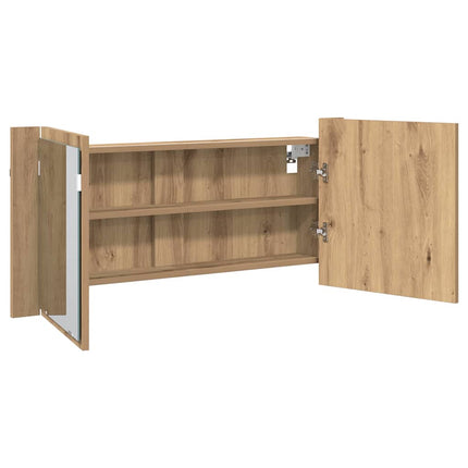 LED Spegel Skåp Artisan Ek 100 x 12 x 45 cm Konstruerat trä