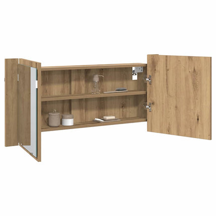 LED Spegel Skåp Artisan Ek 100 x 12 x 45 cm Konstruerat trä