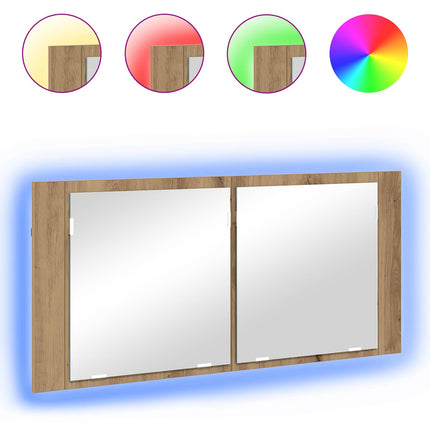 LED Spegel Skåp Artisan Ek 100 x 12 x 45 cm Konstruerat trä