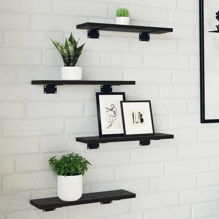 Bokhylla Bräda 4 pcs Svart 40 x 10 x 1,5 cm Konstruerat trä