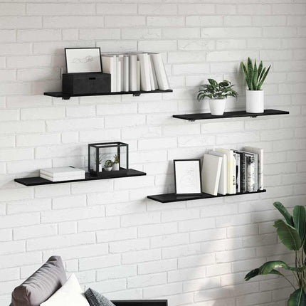 Bokhylla Bräda 4 pcs Svart 80 x 20 x 1,5 cm Konstruerat trä