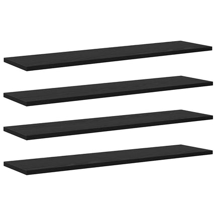 Bokhylla Bräda 4 pcs Svart 80 x 20 x 1,5 cm Konstruerat trä