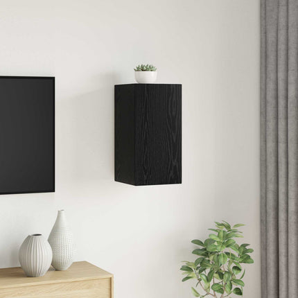 Vägg TV Skåp Svart Ek 30,5 x 30 x 60 cm Konstruerat trä