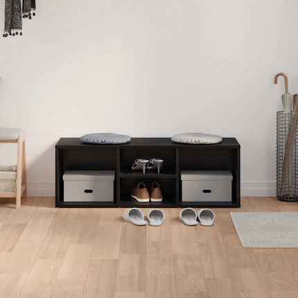 Skobänk med hylla Svart Ek 102 x 35 x 35 cm Konstruerat trä