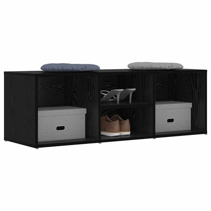 Skobänk med hylla Svart Ek 102 x 35 x 35 cm Konstruerat trä