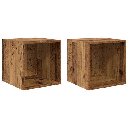Väggskåp 2 pcs Gammalt trä 37 x 37 x 37 cm Konstruerat trä