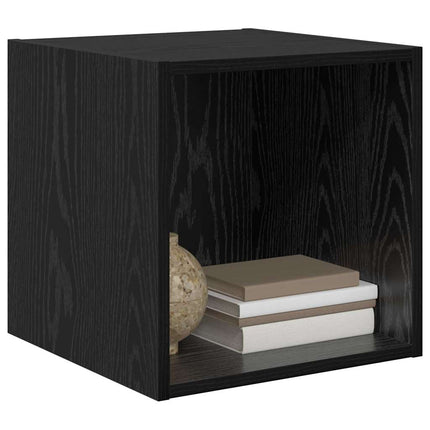 Väggskåp 2 pcs Svart Ek 37 x 37 x 37 cm Konstruerat trä