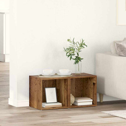 TV-bänkset 2 pcs Gammalt trä 37 x 35 x 37,5 cm Konstruerat trä