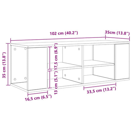 TV-bänkset 102 x 35 x 35 cm Gammalt trä Konstruerat trä