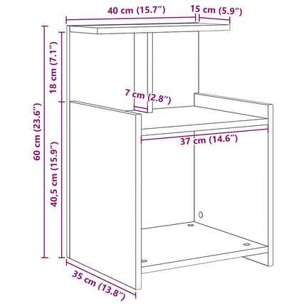 Nattduksbord Gammalt trä 40 x 35 x 60 cm Konstruerat trä