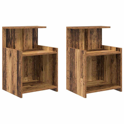 Nattduksbord 2 pcs Gammalt trä 40 x 35 x 60 cm Konstruerat trä