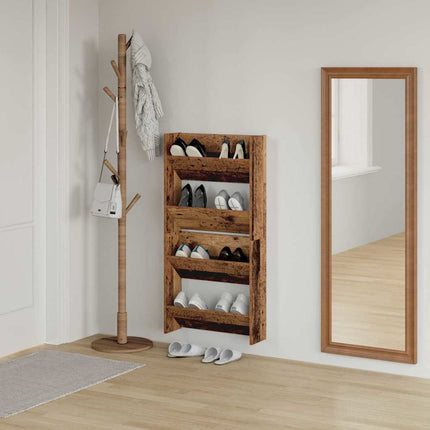 Skoskåp 2 pcs Gammalt trä 60 x 18 x 60 cm Konstruerat trä