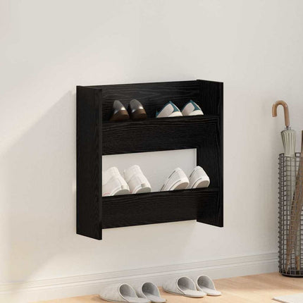 Skoskåp med hylla Svart Ek 60 x 18 x 60 cm Konstruerat trä
