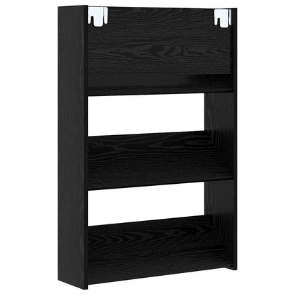 Skoskåp med hylla Svart Ek 60 x 18 x 90 cm Konstruerat trä