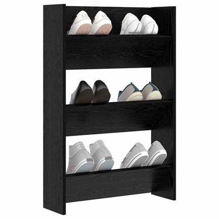 Skoskåp med hylla Svart Ek 60 x 18 x 90 cm Konstruerat trä